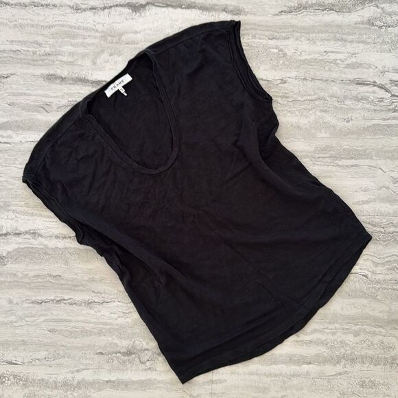 FRAME Easy Scoop Linen Top - Picture 2 of 4